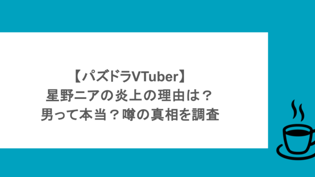 【パズドラVTuber】星野ニアの炎上の理由は?男って本当?噂の真相を調査